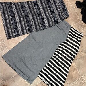 Rue21 Pencil Skirt Trio - Black/White striped, Gray, Elephant Patterned (small)